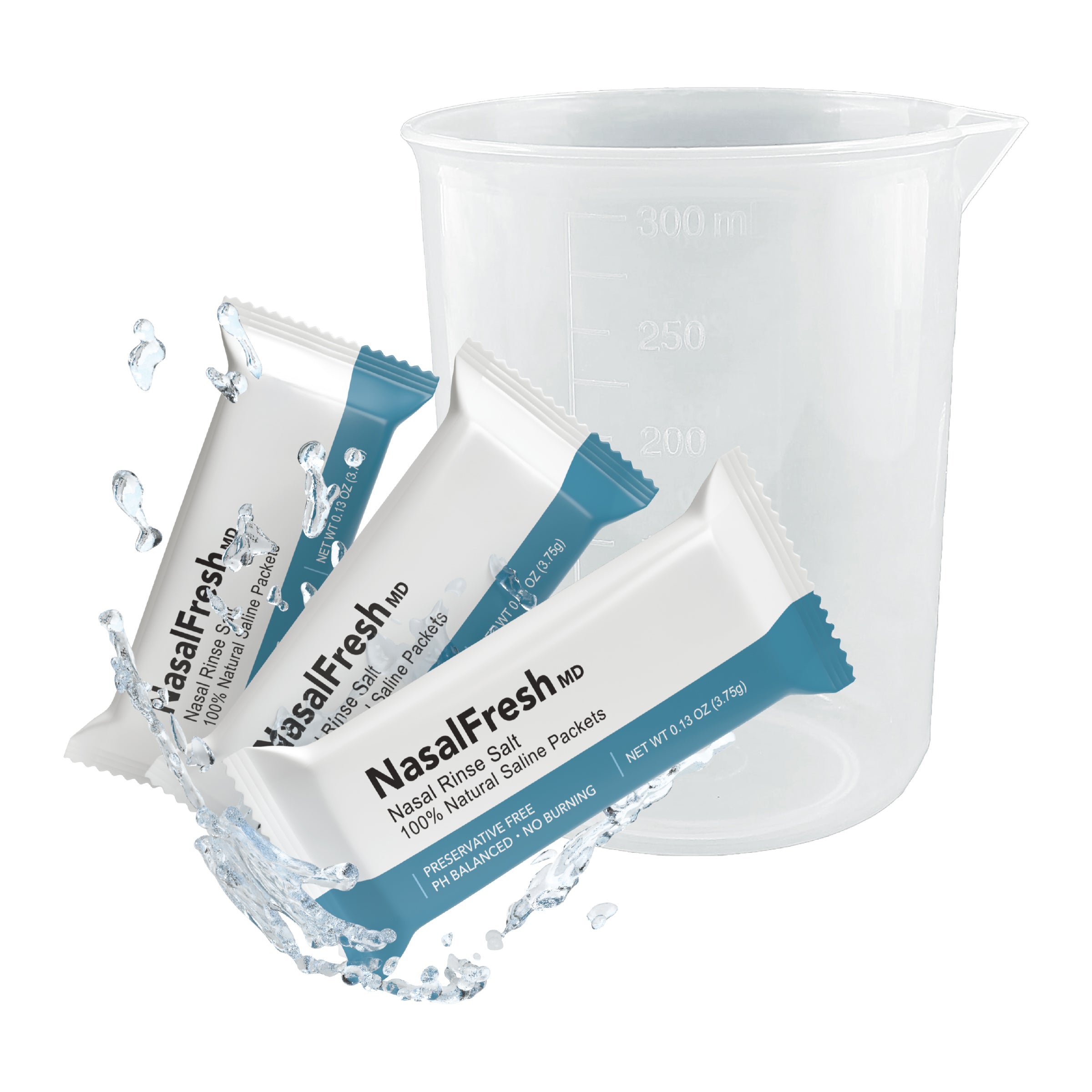 Nasal Rinse Salt Refill – 90 Pack with Cup + Stirrer