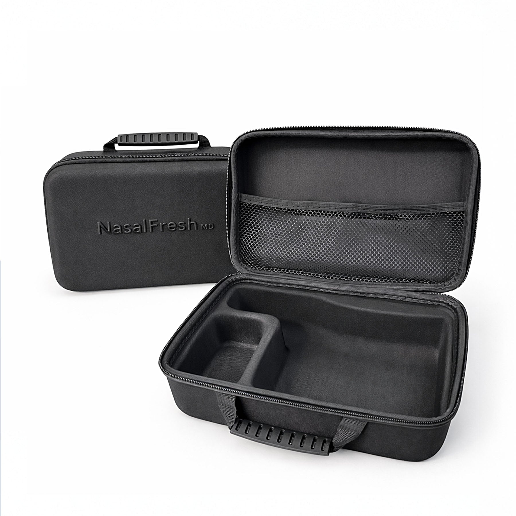 Black carrying case with 'Nasal Fresh' branding on a white background