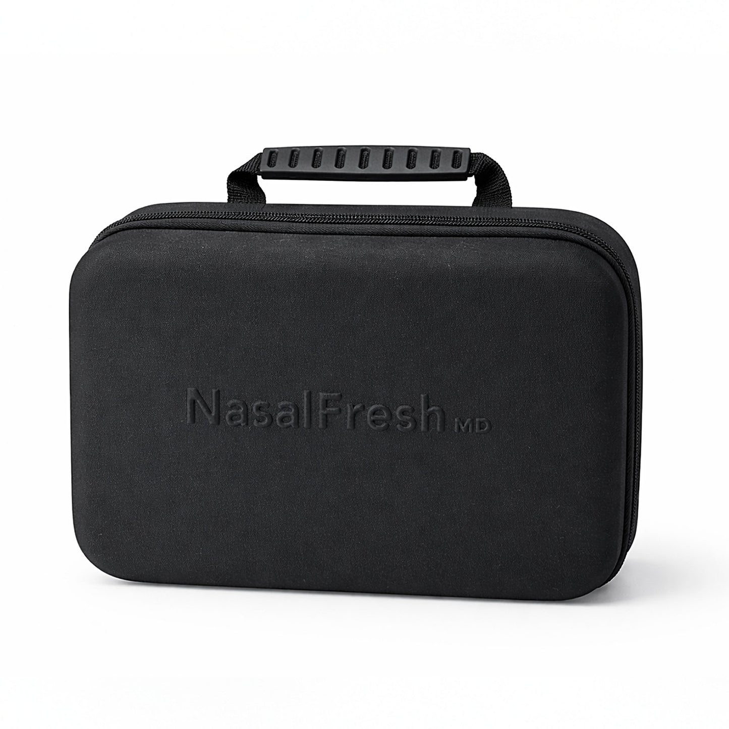 Black carrying case with 'NasalFresh MD' branding on a white background