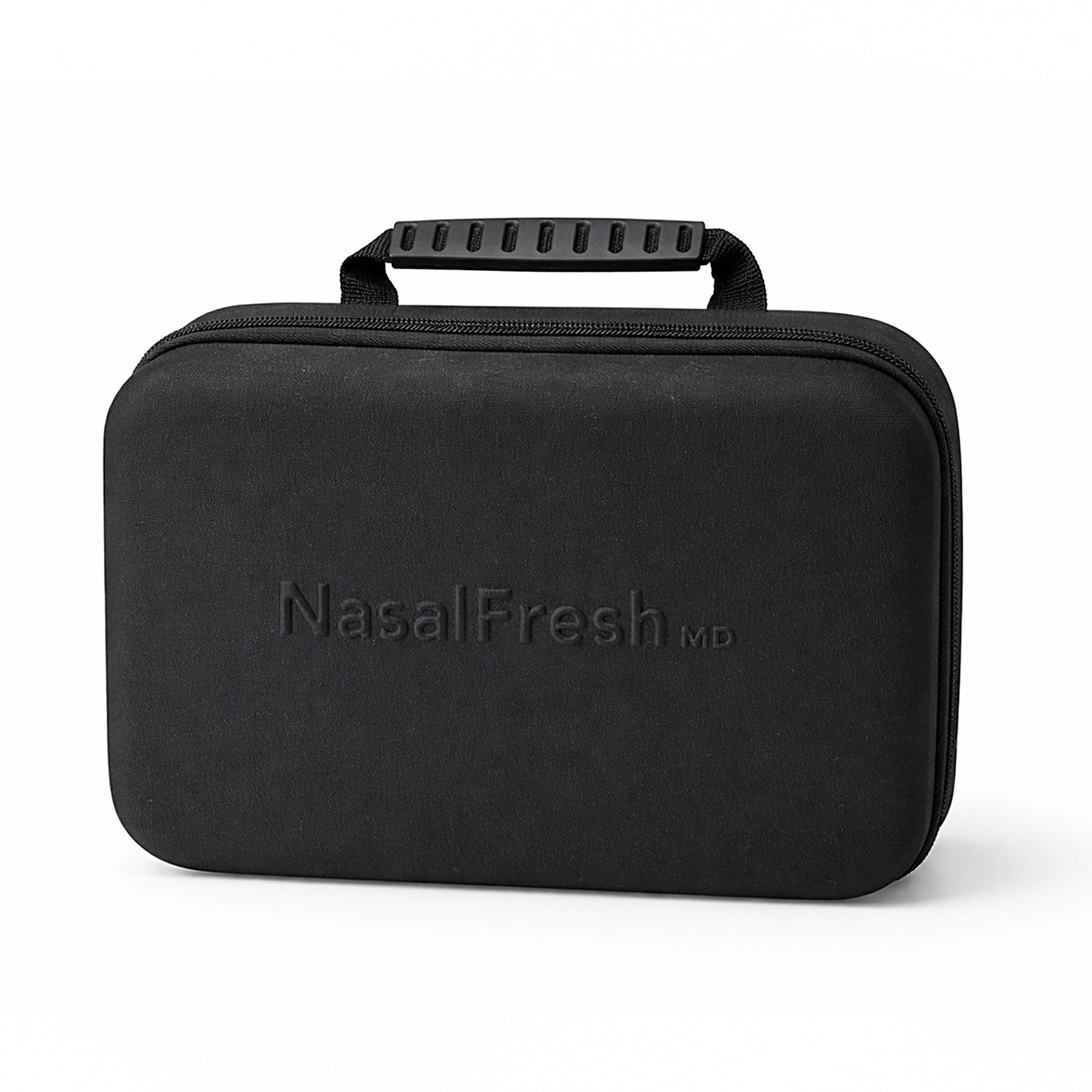 Black carrying case with 'NasalFresh MD' branding on a white background